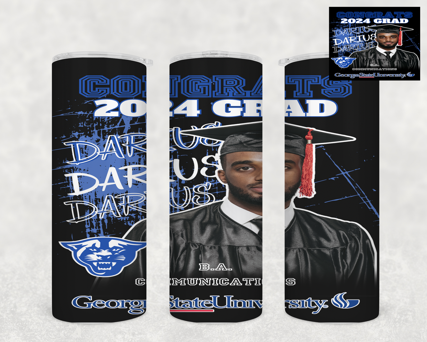 Custom Graduate Theme Tumblers- Customizable Stainless Steel Tumbler