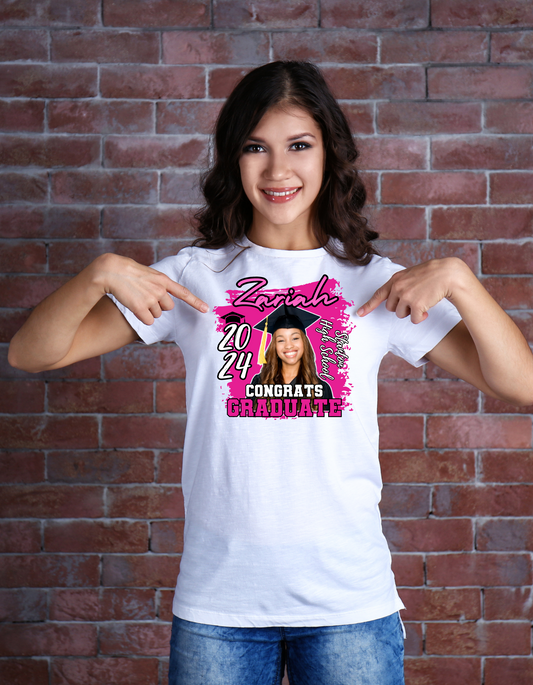 Customizable Graduation T-Shirt 2- Personalized Congratulatory Design with Photo Option