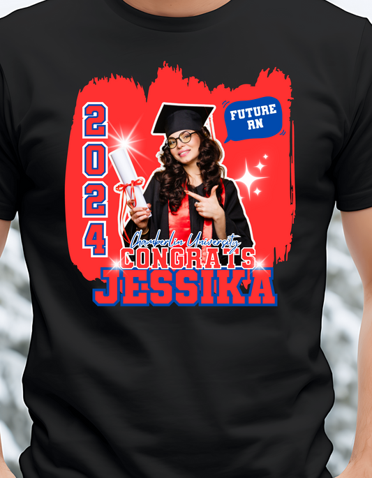 Customizable Graduation T-Shirt 1- Personalized Congratulatory Design with Photo Option