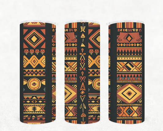 Tribal Tumbler Cup- African Pattern Design Cup-Black Culture Empowerment Cup - BozzUp Kustomz