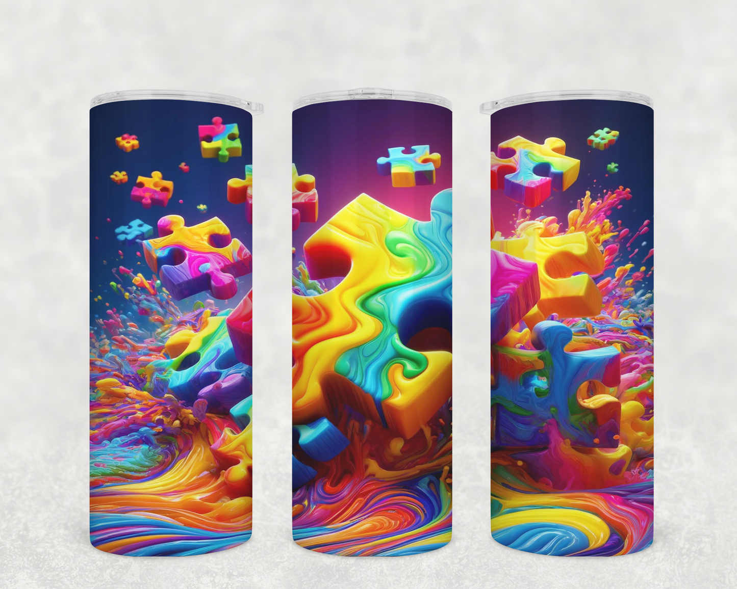 Autism Awareness Tumblers- "Masterpiece" Puzzle Piece design Drink Tumbler-Autism Drinkware