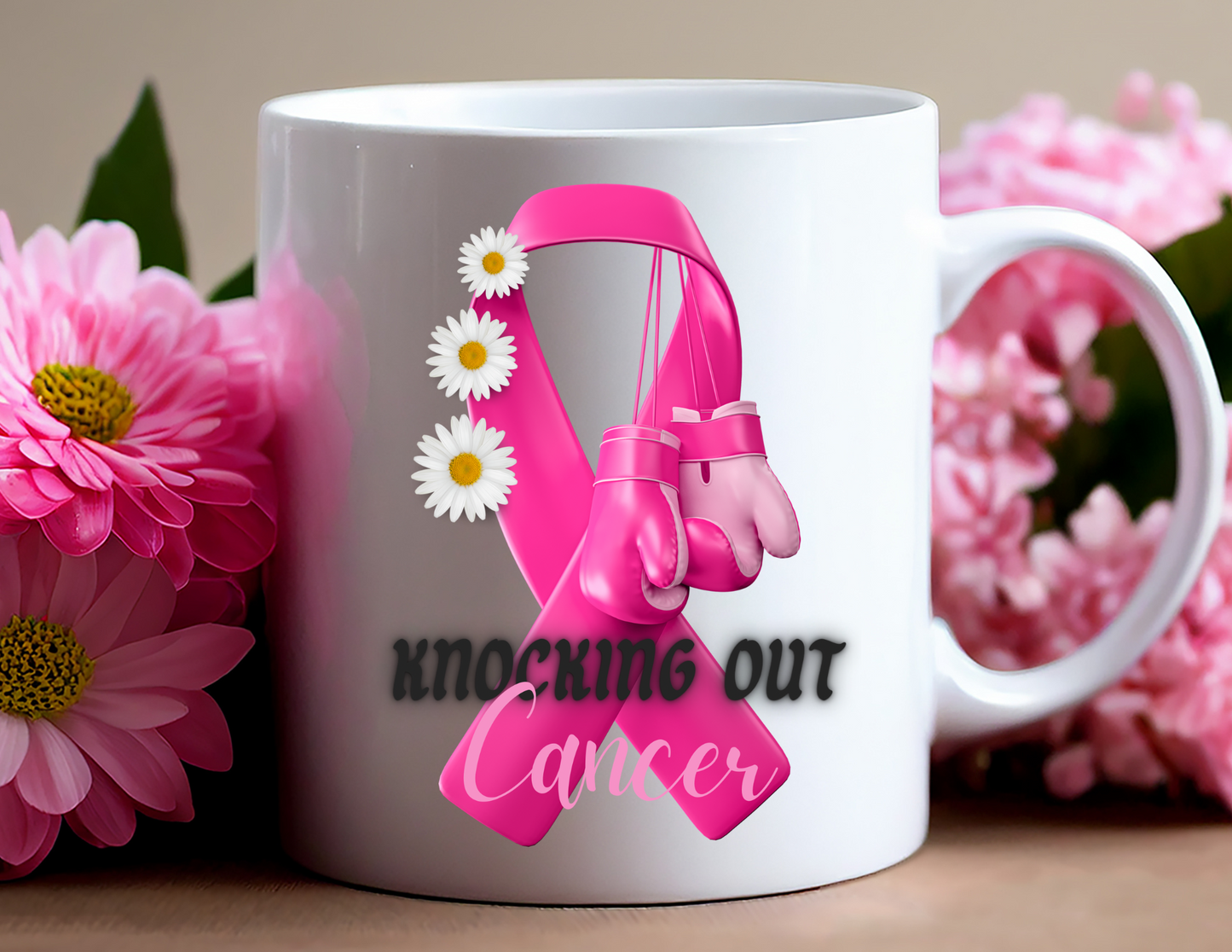 Knocking out Cancer- Ceramic Mugs- 11oz