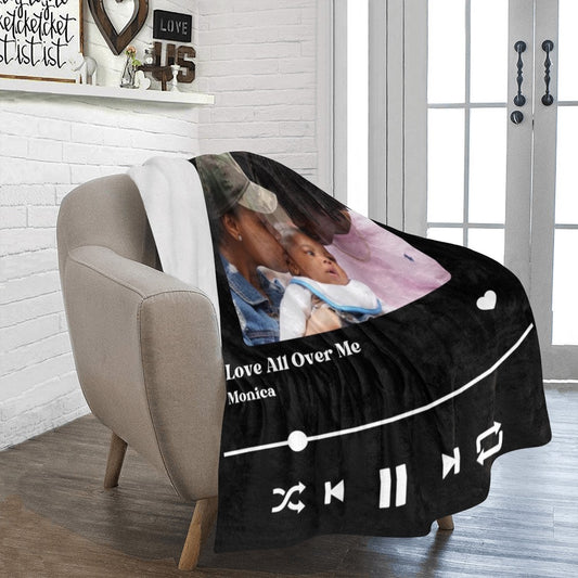 Melody Embrace: Customizable Music Player Themed Photo Throw Blanket