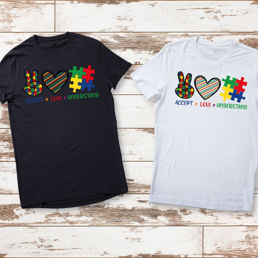 Autism Awareness Shirts-Accept.Love.Understand- Autism Apparel