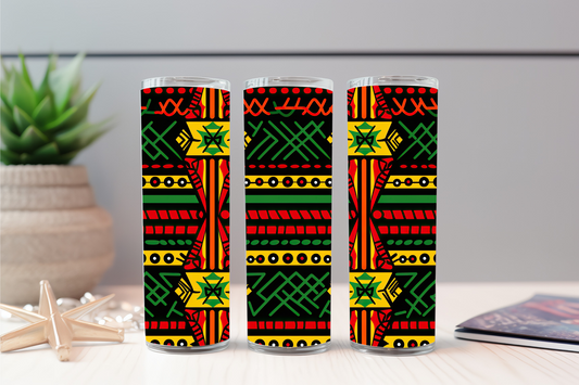 Tumbler Cup- African Pattern Design Cup-Black Culture Empowerment Cup