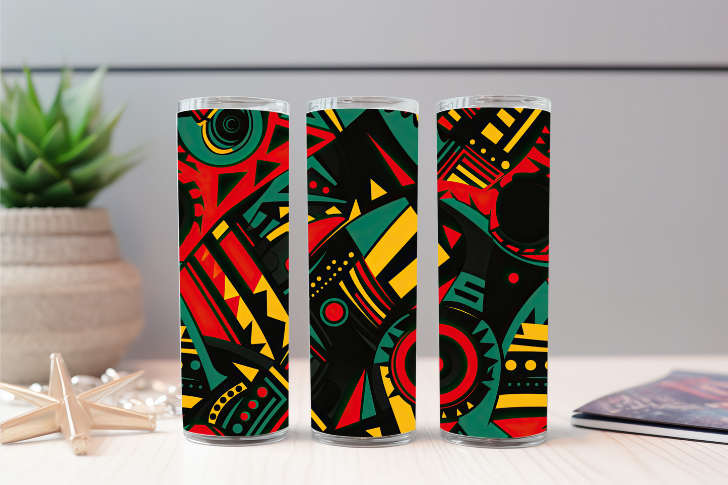 Tumbler Cup- African Pattern Design Cup-Black Culture Empowerment Cup