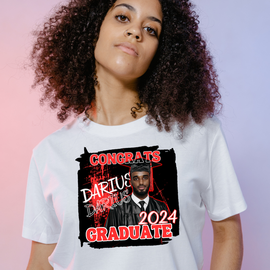 Customizable Graduation T-Shirt 3- Personalized Congratulatory Design with Photo Option