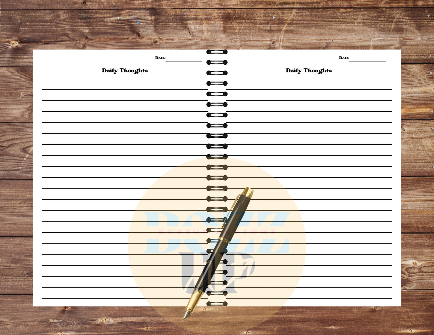 A close-up view of the journal’s 100 lined pages, showcasing the ample space for writing, with crisp, clean lines for easy note-taking and reflection for Mental Health professional therapist