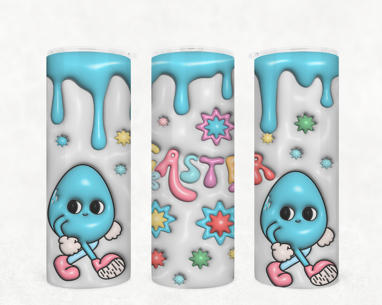 Easter-Themed 20oz Stainless Steel Skinny Tumblers with Straw & Lid - Cute Spring Designs