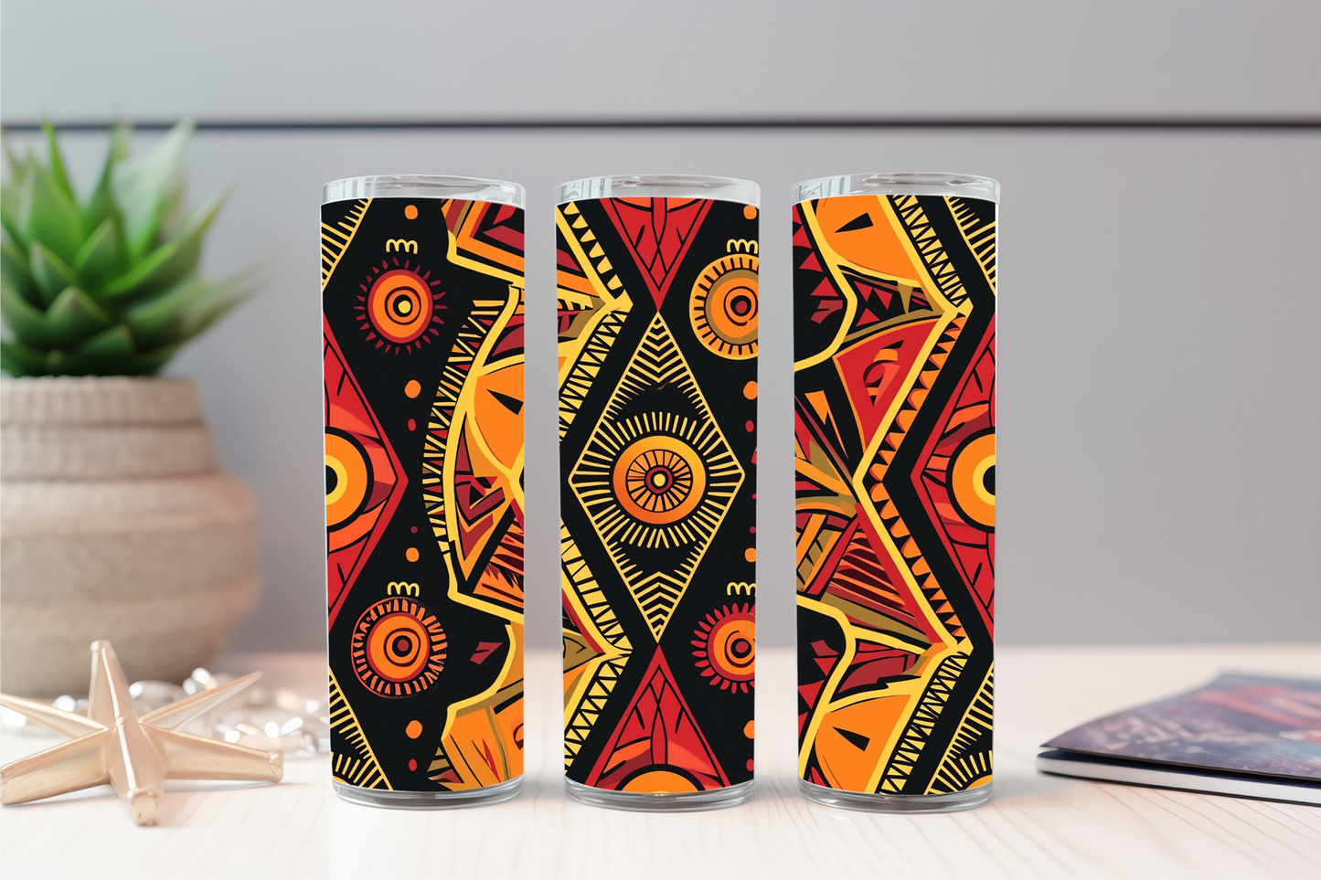 Tribal Tumbler Cup- African Pattern Design Cup-Black Culture Empowerment Cup