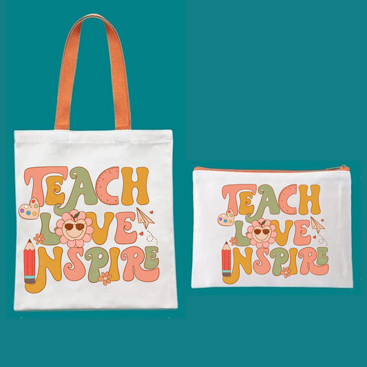 Teacher Canvas Tote and Pouch Set