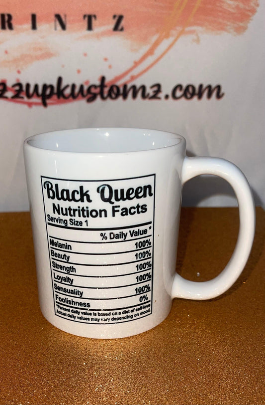 Black Girl Magic with our Black Queen Nutrition Facts Mug BozzUp Kustomz