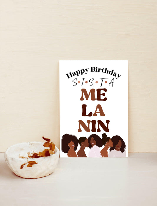 Happy Birthday Sista-Melanin Birthday Card - BozzUp Kustomz