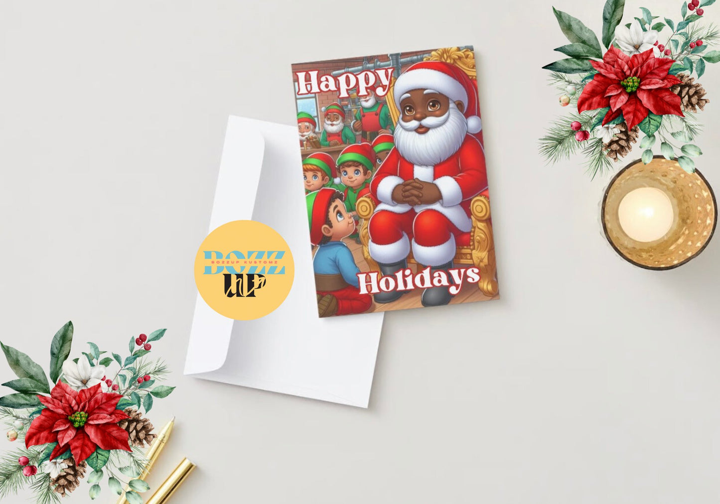 Holiday Card-Black Santa and his Elves - BozzUp Kustomz