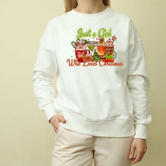 Just a girl who loves Christmas Sweatshirt - BozzUp Kustomz