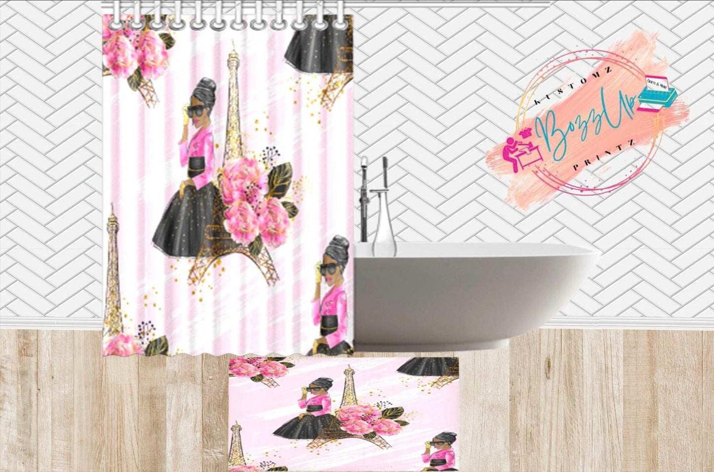 Melanin Girl in Paris- Bathroom Set - BozzUp Kustomz