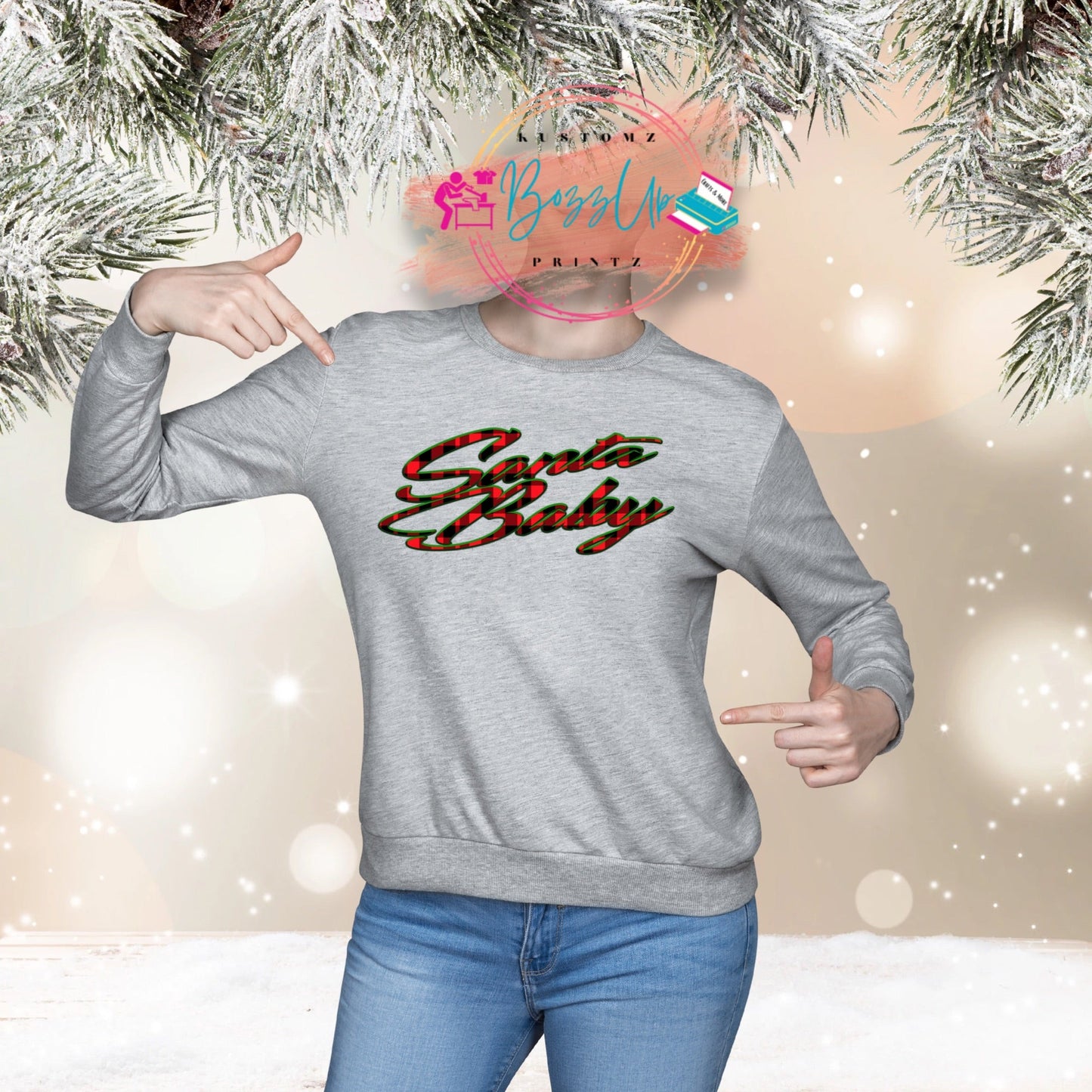Santa Baby Plaid sweat shirts