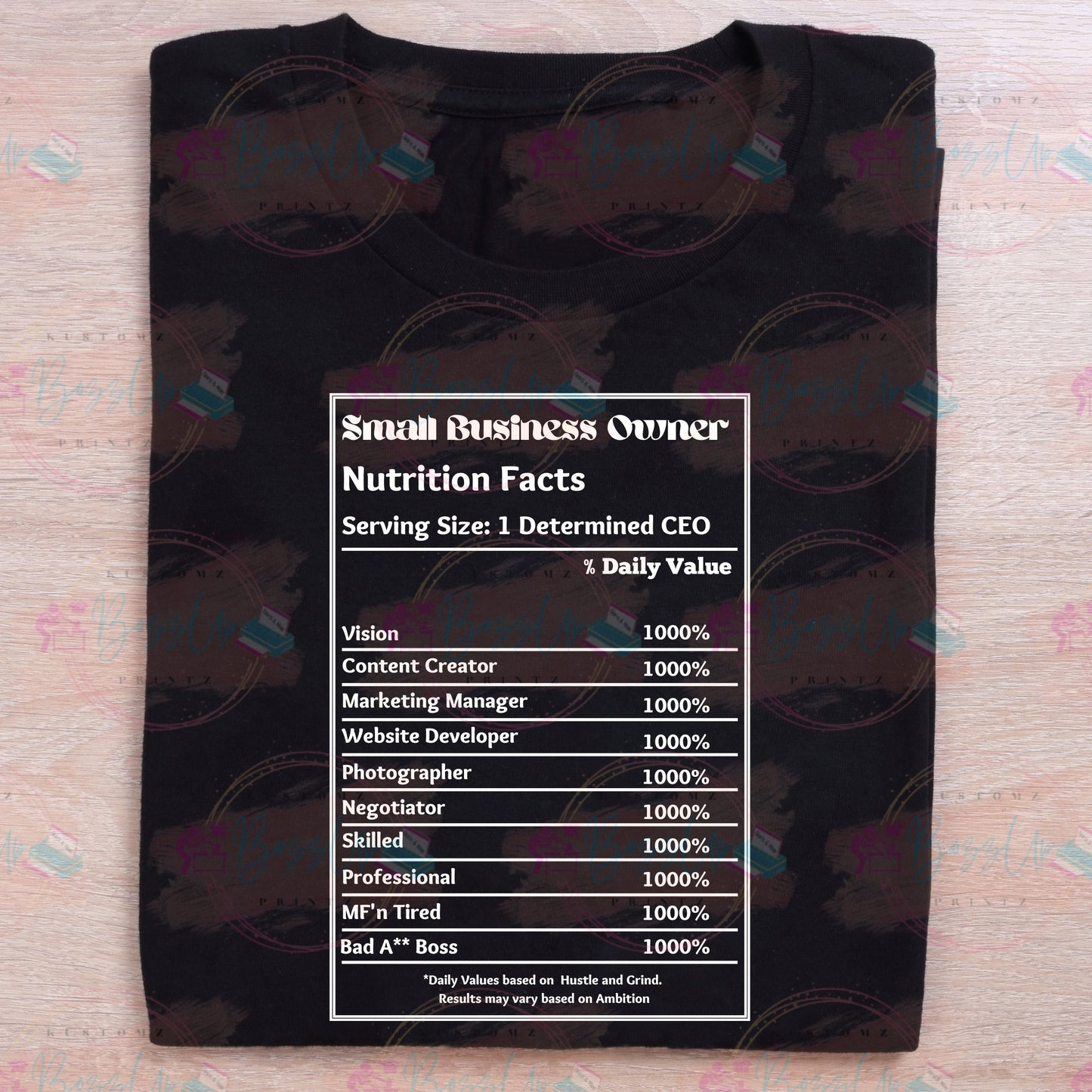 Small Business Owner Nutrition Facts Tees