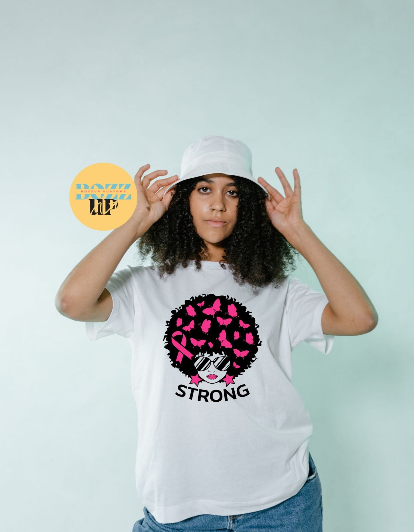 Strong-Breast Cancer Shirts-Afro Woman - BozzUp Kustomz