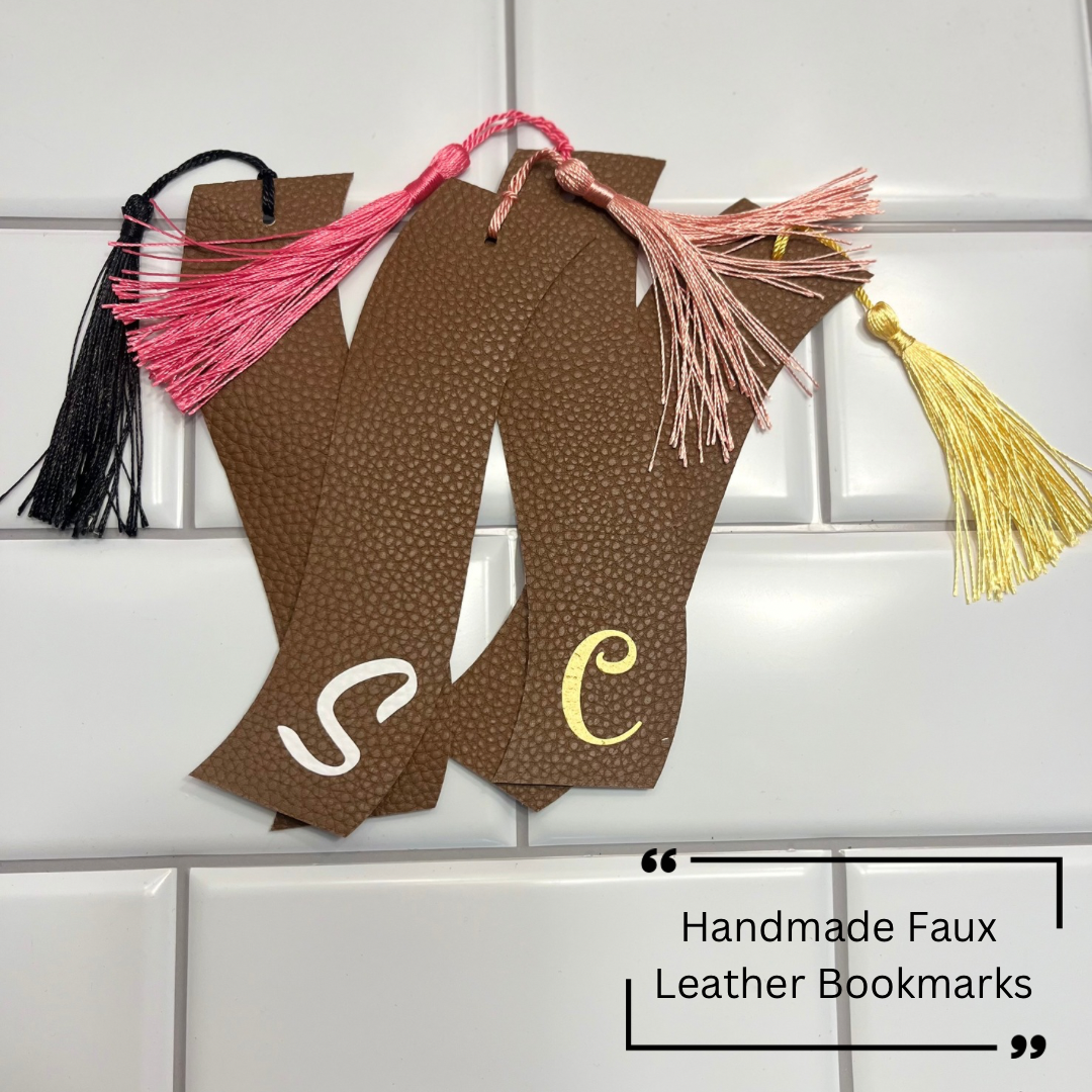 Personalized Initial Handmade Faux Leather Bookmarks