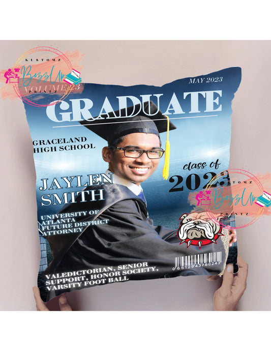 Graduation Magazine Throw Pillow - BozzUp Kustomz