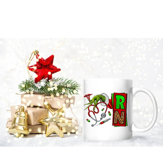 Grinchy Nurse RN - Holiday Mug - BozzUp Kustomz