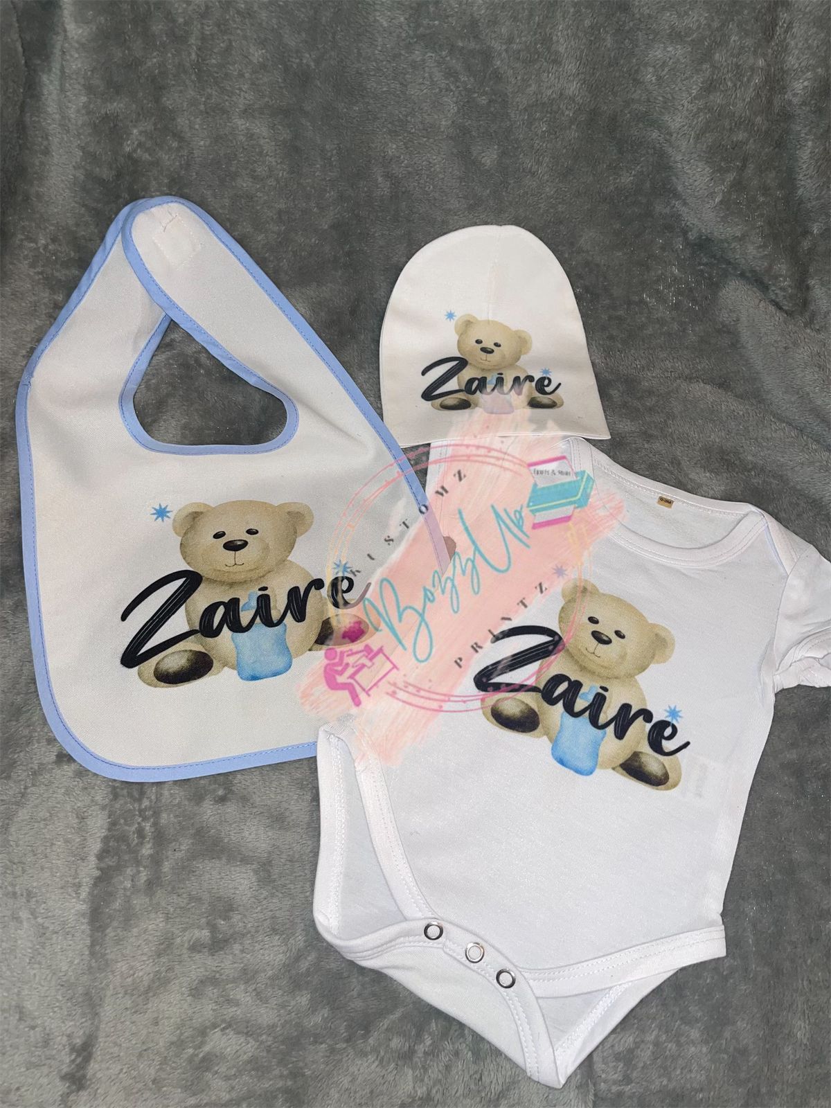 Custom Teddy Bear Baby Set-Blue - BozzUp Kustomz