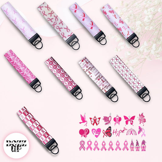 Keychain Fob Wristlets- Breast Cancer Awareness - BozzUp Kustomz