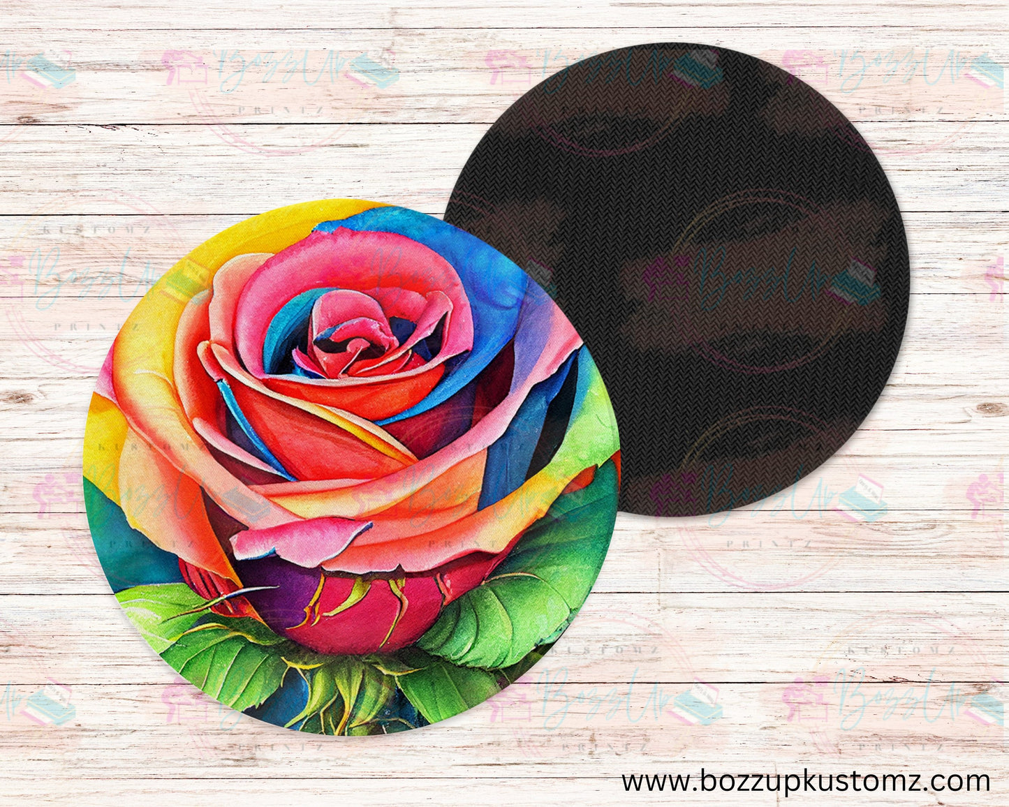 Rainbow Rose Coaster-2pc - BozzUp Kustomz