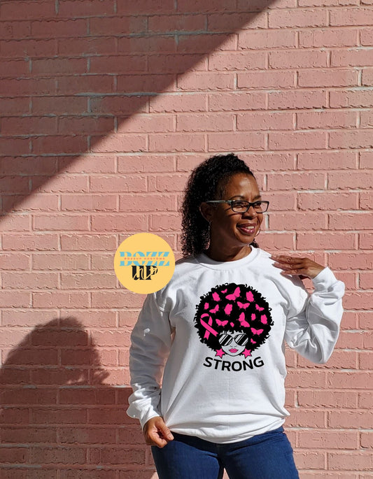 Strong-Breast Cancer Shirts-Afro Woman - BozzUp Kustomz